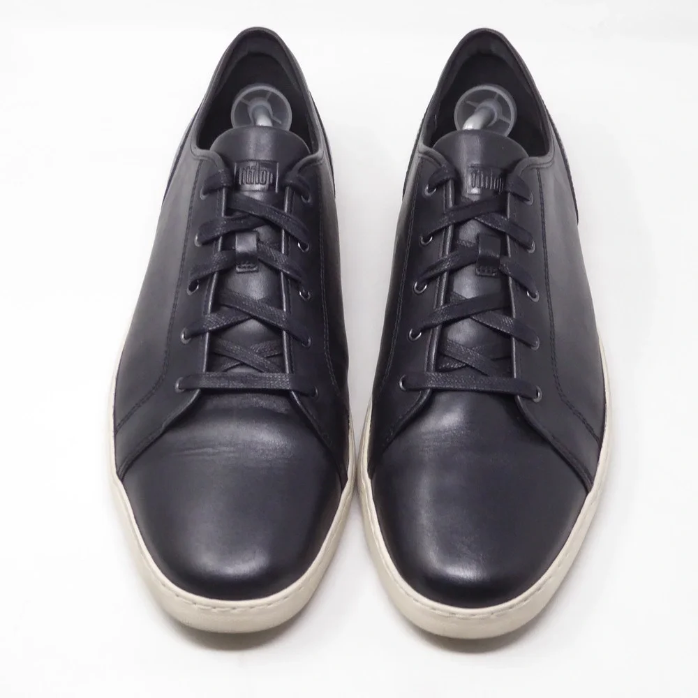 FitFlop Christophe Mens Sneakers Black Leather Lace Up N33-001 Size 12